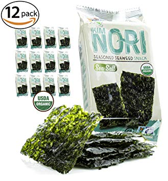 Kimnori Seasoned Organic Seaweed Snack, Sea Salt, 12-pack