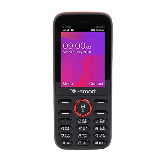 I-Smart IS-206 Beats (32MB,Red) 2.4 inch Display 2800 mAh Powerful Replaceable Battery Dual Sim SIM Feature Phone