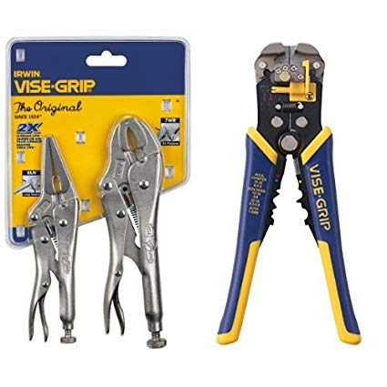 IRWIN VISE-GRIP Original Locking Pliers with Wire Cutter Set and Self-Adjusting Wire Stripper
