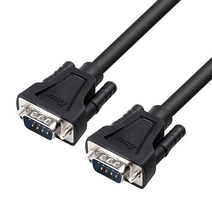 DTech RS-232 Cable 10ft RS232 Serial Cable Male to Male 9 Pin DB9 Cord Straight Through