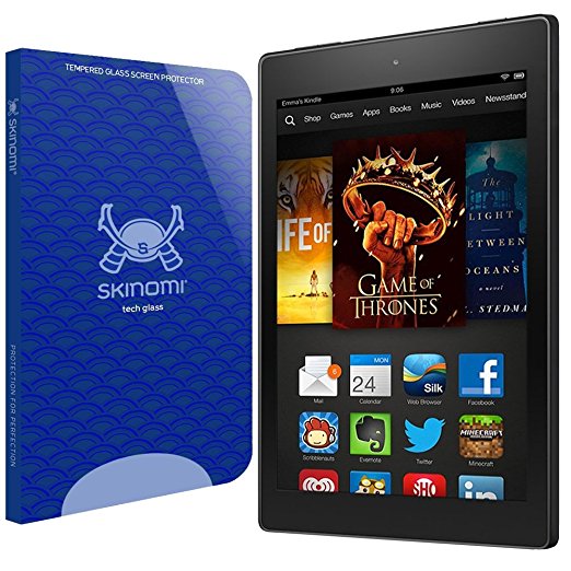 Amazon Fire HD 8 Screen Protector (8",2015), Skinomi Tech Glass Screen Protector for Amazon Fire HD 8 Clear HD and 9H Hardness Ballistic Tempered Glass Shield