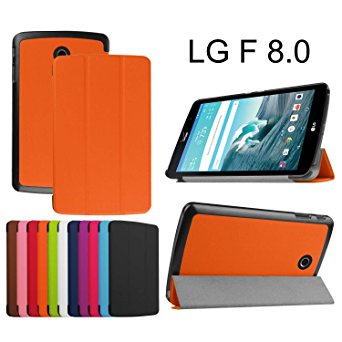 LG G Pad F 8.0 Case, iDudu Ultra Slim Shell Case PU Leather Lightweight Smart Cover Stand Case for LG G Pad F 8.0 Tablet (Orange)