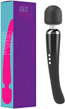 Rechargeable Wand Massager Handheld - Large Edition - Cordless - 8 Powerful Speeds & 20 Vibration Patterns - Travel Bag Included (Black)