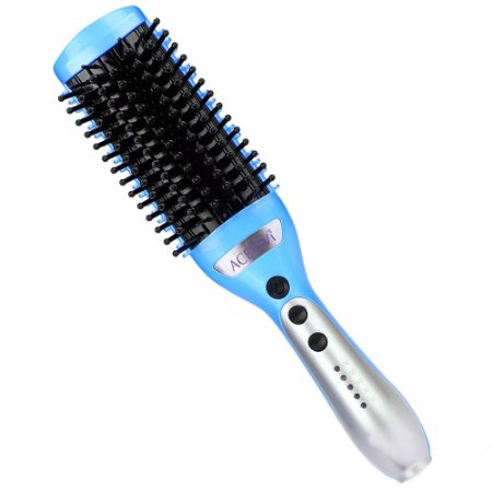 ACEVIVI Hair Straightener Brush Ionic 2.0, Anion Hair Comb Hair Care, Instant Magic Silky Straight Hair Styling, Anti Scald Anti Static Ceramic Heating Detangling Digital Hair Tools (Blue)