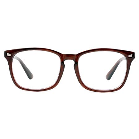 Cyxus Blue Light Filter Computer Glasses for Blocking UV Headache [Anti Eye Fatigue] Vintage Eyeglasses, Unisex(Men/Women) (Brown)