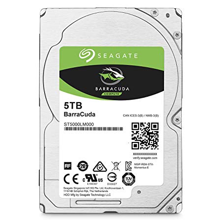 Seagate BarraCuda Internal Hard Drive 5TB SATA 6Gb/s 128MB Cache 2.5-Inch 15mm (ST5000LM000) (Certified Refurbished)