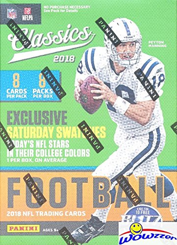 2018 Panini Classics NFL Football EXCLUSIVE Factory Sealed Retail Box with MEMORABILIA Card! Look for Rookies & Auto’s of Baker Mayfield, Saquon Barkley, Sam Darnold & Many More! WOWZZER