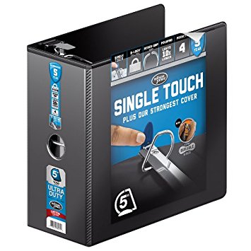 Wilson Jones 3 Ring Binder 5 Inch, Ultra Duty D-Ring View Binder with Extra Durable Hinge, Customizable, Black (W86651)