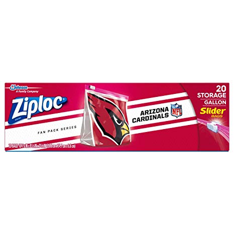 Ziploc Brand NFL Arizona Cardinals Slider Gallon, 20 ct