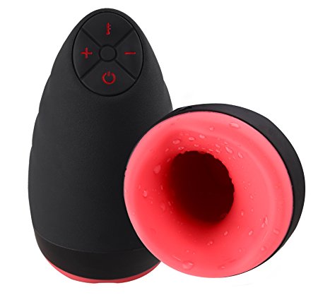 Male Masturbation Cup Vibrating Oral Masturbator with Automatic Heating and Sucking (Black)