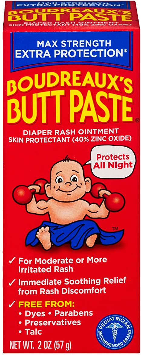 Boudreaux's Butt Paste Diaper Rash Ointment | Maximum Strength | 2 Ounce (Pack of 1) Tube | Paraben & Preservative Free