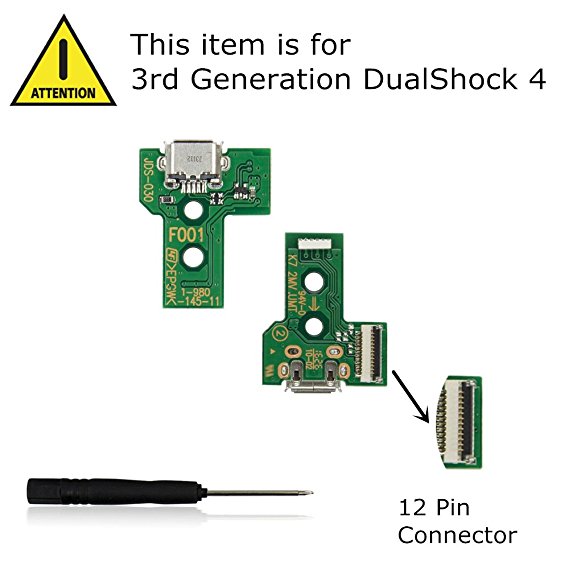 Topinno USB Charging Port Socket Board & Flex Ribbon Cable for The 3rd Generation PS4 Wireless Dualshock 4 Controller