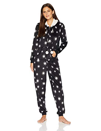 Mae Women's Sleepwear Microfleece Hooded Onesie Pajamas with Poms