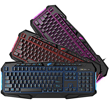 1byone 114-key Backlit Wired Gaming Keyboard with Media Shortcuts and Breathing Lights, Black