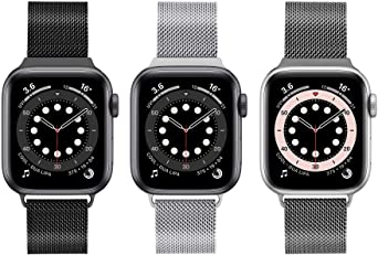 3 Pack Compatible with Apple Watch Band 38mm 40mm 42mm 44mm,Stainless Steel Mesh Loop Replacement Wristband Strap Bracelet for iWatch Series 6/5/4/3/2/1 SE