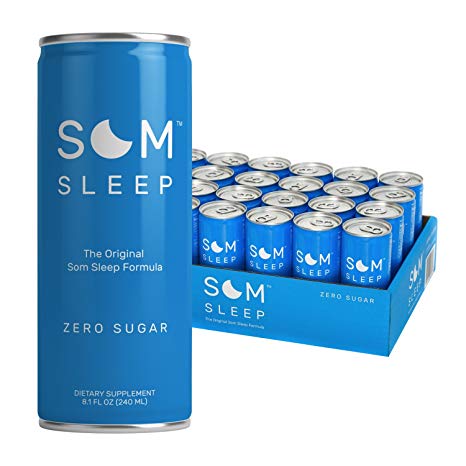 Som Sleep, The Original Sleep Support Formula with Melatonin, Magnesium, Vitamin B6, L-Theanine & GABA. Non-GMO, Vegan, Gluten-Free and Dairy-Free. Zero Sugar, 8.1 fl oz. Cans (24-Pack)