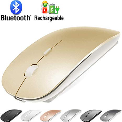 Rechargeable Bluetooth Mouse for Laptop Mac Pro Air Bluetooth Wireless Mouse for MacBook pro MacBook Air MacBook Mac Window Laptop (Gold)