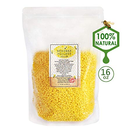 XYUT Yellow Beeswax Pellets 16 oz 100% Pure and Natural Triple Filtered for Skin, Face, Body and Hair Care DIY Creams, Lotions, Lip Balm and Soap Making Supplies.