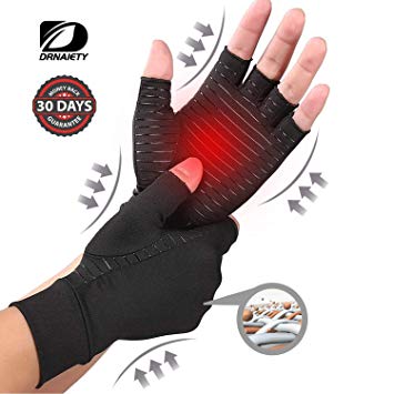 DRNAIETY Arthritis Compression Gloves- Best Copper Arthritis Gloves for Women and Men 88% Copper Fiber, Fingerless Compression Gloves Relieve Arthritis Symptoms, Raynaud's Disease Carpal Tunnel (XL)