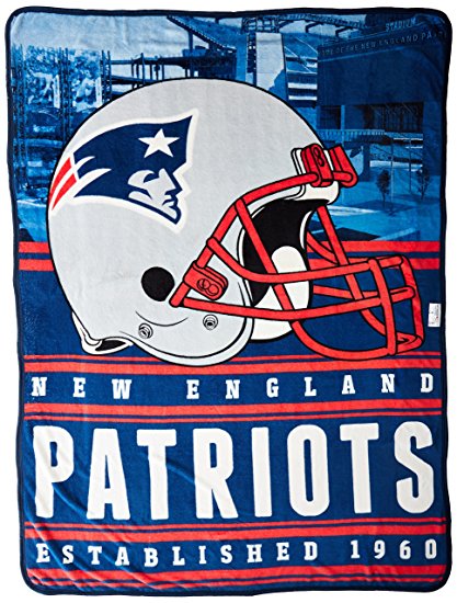 The Northwest Company NFL New England Patriots Stacked Silk Touch Blanket, 60-Inch by 80-Inch