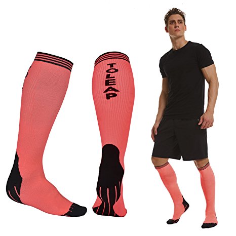 Compression Socks for Men & Women - BEST Graduated Athletic Fit Everyday Use - Running Pregnancy Flight Travel Nursing Boost Stamina Circulation Recovery Cycling Basketball Pink Miracle Socks