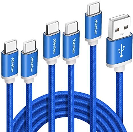 [5-Pack, 3/3/6/6/10 ft] USB Type C Cable Fast Charging, CLEEFUN USB A to USB C Cable Braided Compatible with Samsung Galaxy Note 10 9 8 20 Ultra 5G, S10E S10 S9 S8 Plus, A10e A20 A51 A71, Moto G7 G8