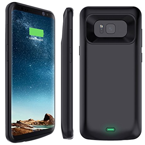 Galaxy S8 Plus Battery Case, Stoon 5500mAh Portable Charger Case Rechargeable Extended Battery Pack Protective Backup Charging Case Cover for Samsung Galaxy S8 Plus(6.2 Inch) (Black)