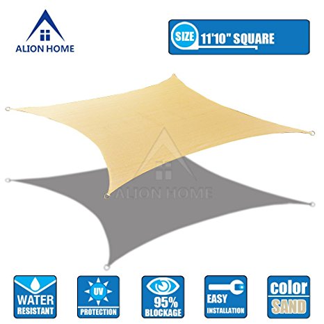 Alion Home© Terylene Waterproof Woven Sun Shade Sail - Desert Sand (11 ft 10" Square)