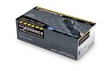 Diamond Gloves Black Advance Nitrile Examination Powder-Free Gloves, X-Large, 100 Count