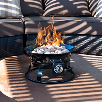 Sunward Patio Portable Outdoor 58,000 BTU Propane Fire Pit / 19" Fire bowl / Lava Rocks, Carry Handle, Lid and Weather Resistant Bag Included!