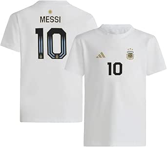 adidas Lionel Messi #10 Argentina National Team Youth Size Player Name & Number T-Shirt (White, Youth X-Large-18/20)