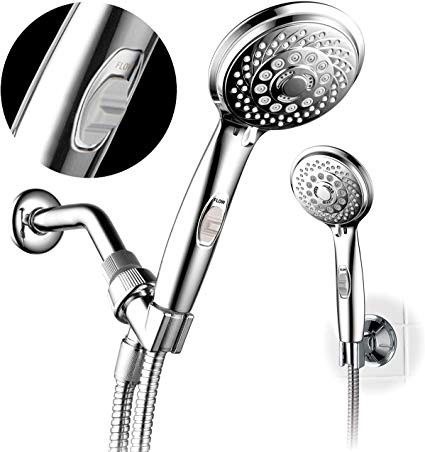 HotelSpa® AquaCare series 7-setting Hand Shower Luxury Convenience Package with Pause Switch, Extra-long Hose & Bonus Low-Reach Bracket