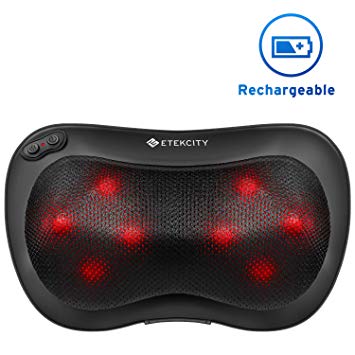 Etekcity Rechargeable Cordless Shiatsu Back Neck Massager, Deep Tissue Kneading Shoulder Back & Foot Electric Massage Pillow, Relaxation Gifts for Dad/Mom, 2-Year Warranty