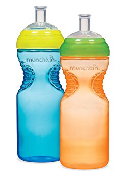 Munchkin BPA Free Mighty Grip Sports Bottle 2 Pack, 10 oz,Colors Vary (Discontinued by Manufacturer)