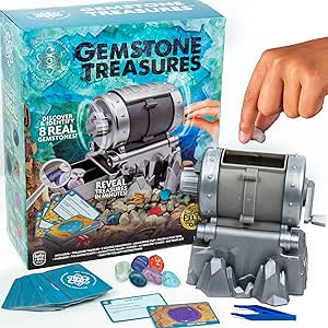 Gemstone Treasures, Tumble & Polish Your Own Gemstones, DIY Rock Tumbler, Collect & Identify Gems, Great STEM Kit for Kids Ages 6, 7, 8, 9, Multi