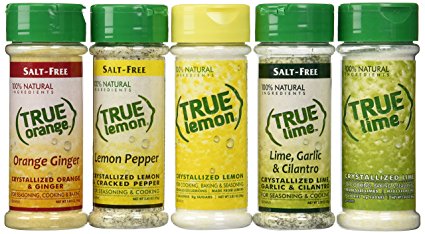 True Citrus Lemon Pepper, Lime Garlic & Cilantro, Orange Ginger, Bonus Includes Lemon & Lime Shaker, No Sodium, Gluten Free, Seasoning Salt Spice Shaker Kit.
