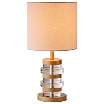 Rivet Modern Brass-Trimmed Table Lamp With Bulb, 16.5" H, Clear