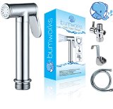 Bumworks Cloth Diaper Toilet Sprayer Kit by Kaydee Baby - Brass Chrome Hand Held Bidet Shattaf Metal Hose T-Valve 78 inch and Mounting Clip Attachment Adapter