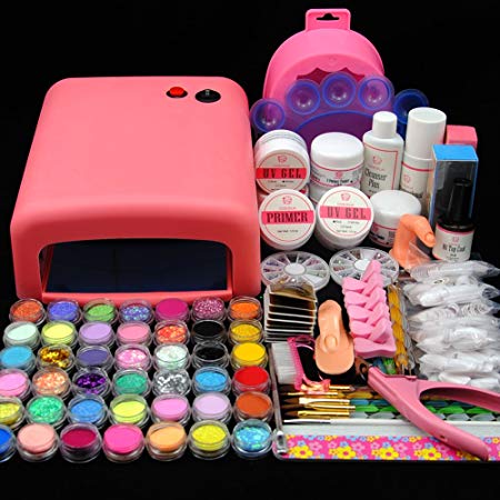 Fashion Zone 36W pink UV Gel Lamp Dryer Nail Art Acrylic Powder French Tips Salon Kit
