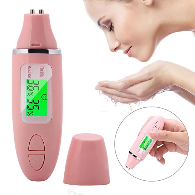 Digital Skin Moisture Oil Sensor, Skin Analyzer Tester Water Oil Monitor LCD Display Monitoring Meter for Face and Body