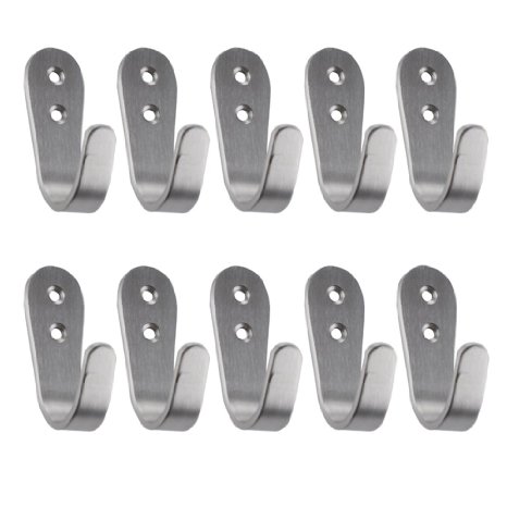 KES SUS 304 Stainless Steel Garage Storage Organizer Hook Bathroom Toilet Single Robe Towel Coat Hook Rustproof Kitchen Utensil Utility Hanger SOLID Metal Heavy Duty Wall Mount Brushed Finish Multiple 10 Pack A2062-P10