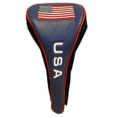 JP Lann Golf USA Flag Driver Headcover with Magnetic Closure, Red/White/Blue