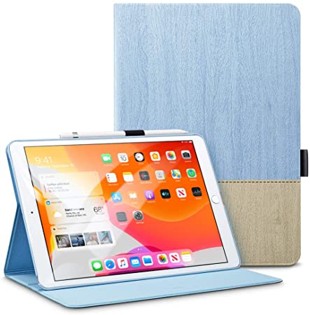 ESR Urban Premium Folio Case for iPad 10.2 2019 (7th Generation), [Built-In Pencil Holder] [Book Cover Design] [Multi-Angle Viewing Stand] [Auto Sleep/Wake] Case for iPad 10.2 2019, Sky