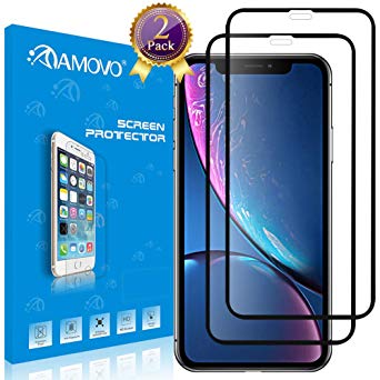 AMOVO Screen Protector iPhone XR [2 Pack] [Case Friendly] iPhone XR Screen Protector Tempered Glass Premium HD 9H Hardness Anti-Fingerprint Glass Protector iPhone XR (6.1’’) (iPhoneXR, 2Pack)