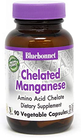BlueBonnet Albion Chelated Manganese Vegetarian Capsules, 10 mg, 90 Count