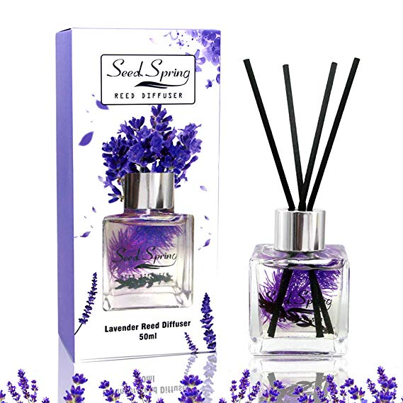 Seed Spring Reed Diffuser Set Lavender Aromatherapy Oil Effectively Improve Sleep Soothe Mood stabilize Nerves and purify The air 50 ml / 1.7 oz