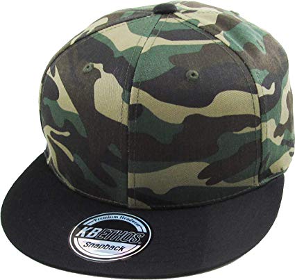 Classic Snapback Hat Blank Cap - Cotton & Wool Blend Flat Visor