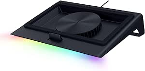 Razer Laptop Cooling Pad - Support de Refroidissement Intelligent pour Ordinateurs Portables de 14 à 18 Pouces - Chambre de Pression étanche à l'air (Ventilateur Personnalisables, hub USB-A) Noir