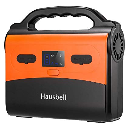 Hausbell Portable Power Station, 155Wh 42000mAh Camping Generator Power Inverter Battery, 120V/150W AC Outlet, 2 USB Outputs, Solar Generator for Camping, Emergency, Traveling (1 Pack)