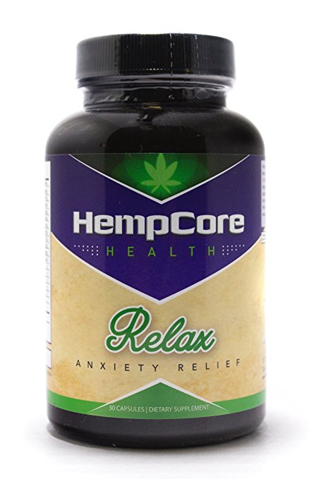 HempCore Relax Anxiety Relief Supplement, 30 Capsules, GMO-Free, All Natural, with Hemp and Vitamins provides Organic Anxiety Relief